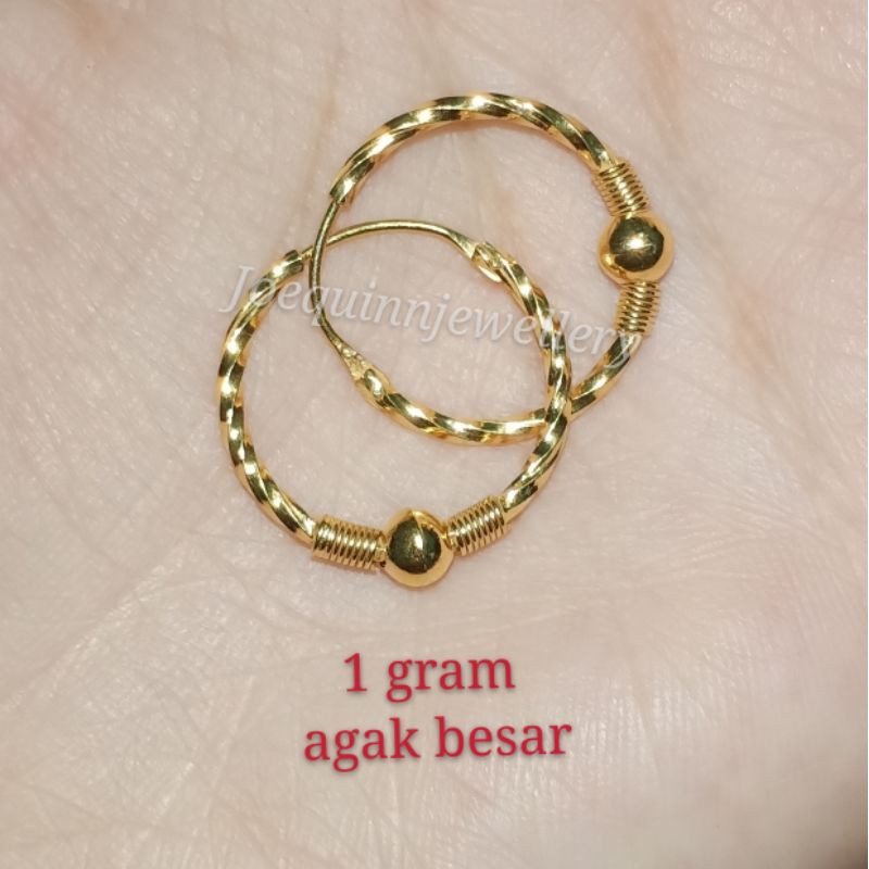 anting bulet ulir 1 gram emas muda