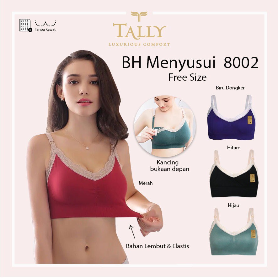 Bh Menyusui Tanpa Kawat Busa Tipis Tally Bahan Rajut / Bra Nursing Maternity BH 8002