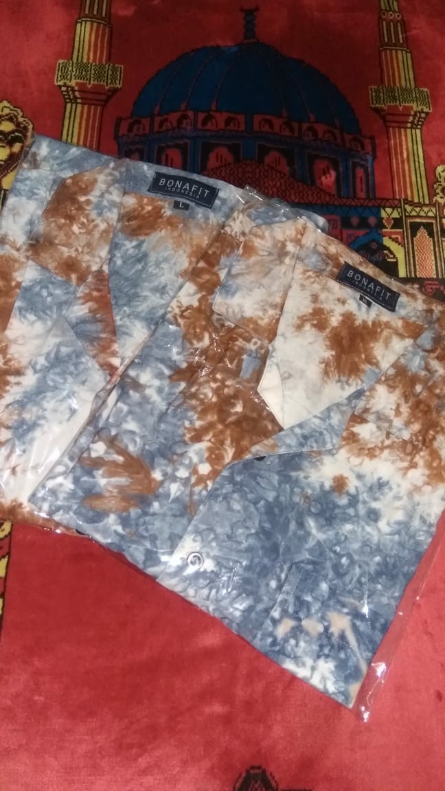 Kemeja Cowok Lengan Pendek Tie Dye Casual Premium Jumbo Coklat