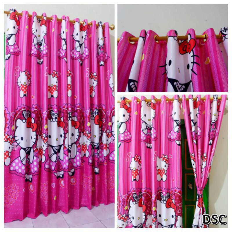 MELATI-77 PROMOO GORDEN SMOKRING 12 RING 135X220 GORDEN MOTIF HELLO KITTY HORDENG JENDELA PINTU TERL