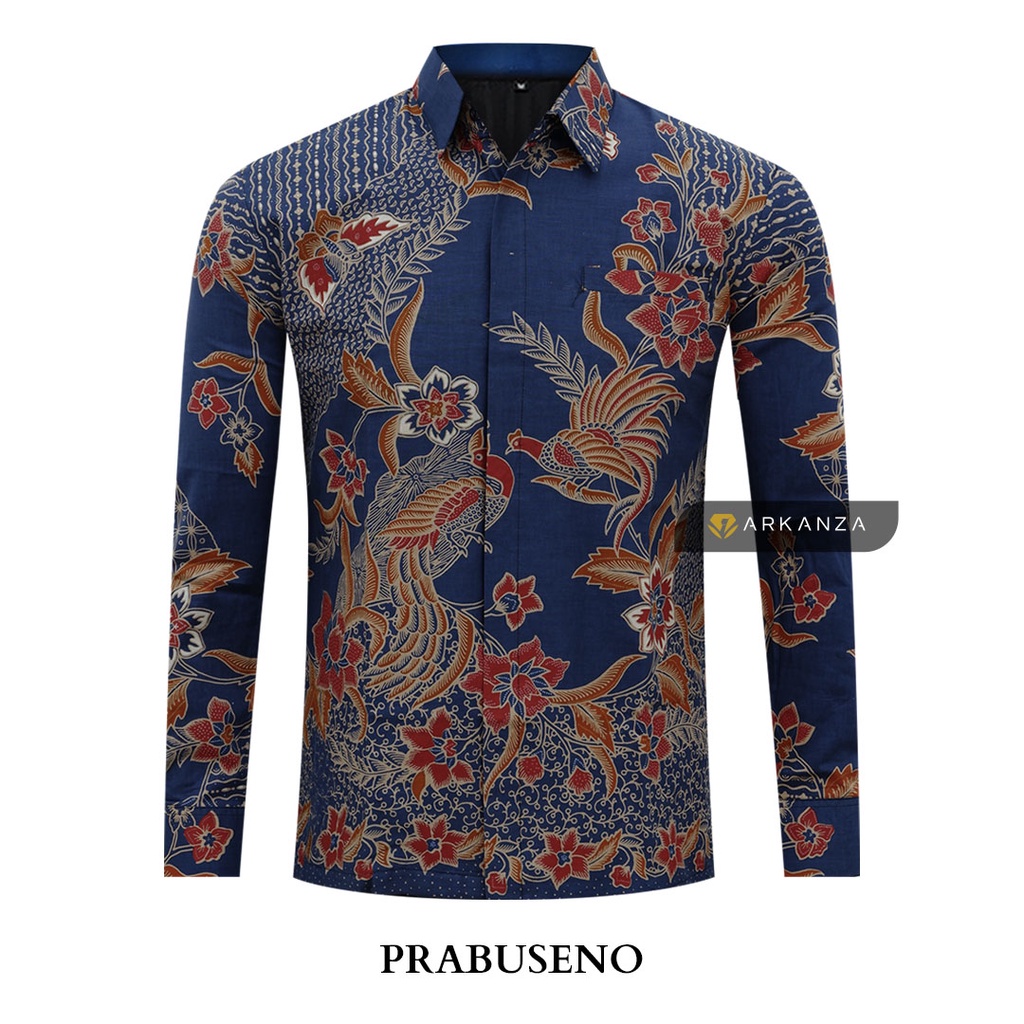 BATIK ARKANZA Motif PRABUSENO Hem Atasan Kemeja Baju Batik Pria Cowok Laki Laki Slimfit Full Lapis Furing Lengan Panjang Lengan Pendek Original Asli