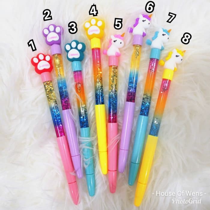 

PEN GEL GLITTER RAINBOW PAW AND UNICORN PULPEN GEL UNICORN