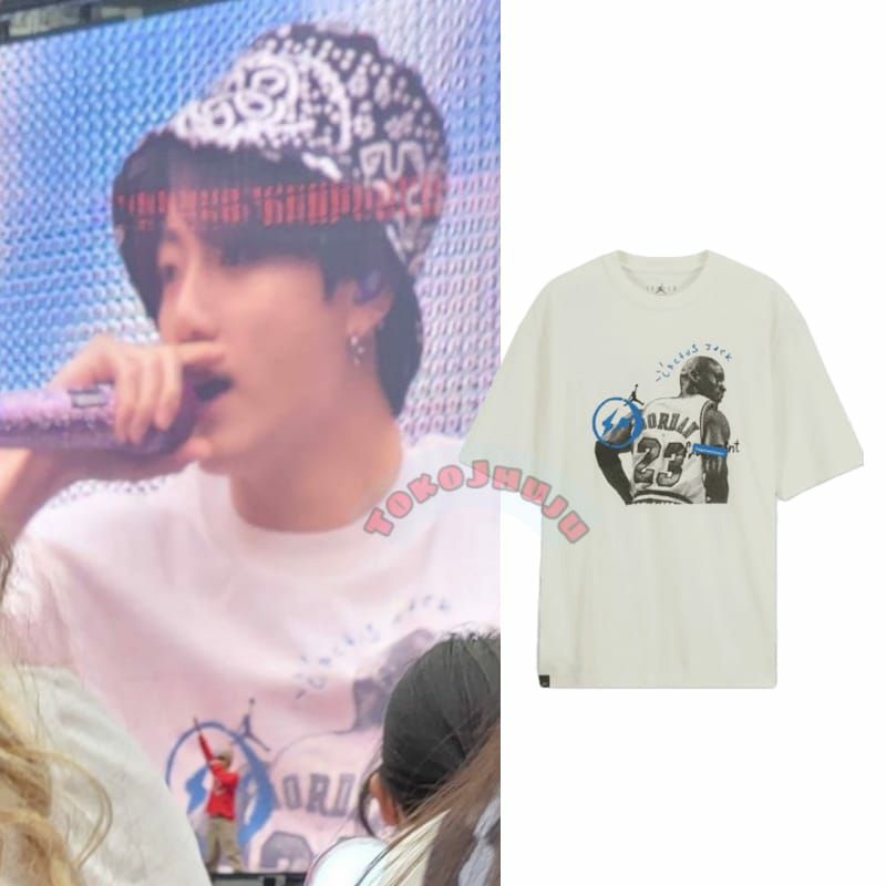 Baju Kaos BTS JK Jungkook style TRAVIS SCOTT X JORDAN Print DTF