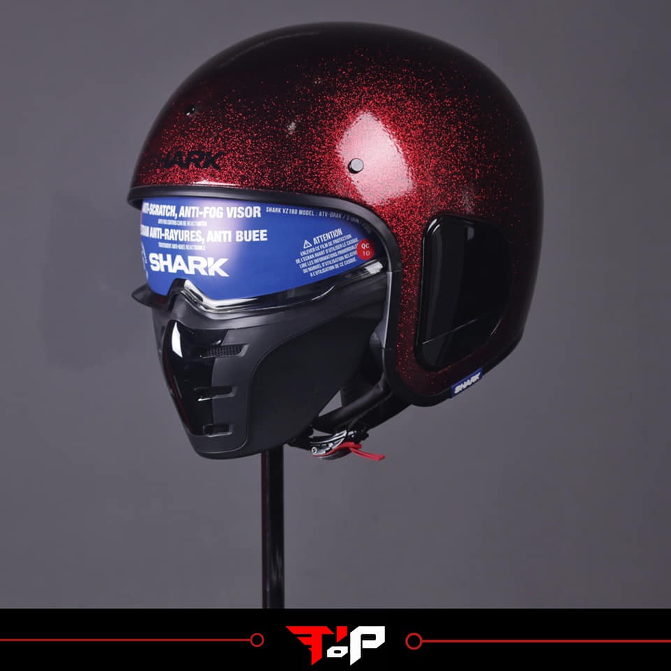 SHARK S DRAK RED GLITTER HELM HALF FACE