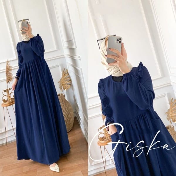 GISKA DRESS MAXY CRINGKLE AIRFLOW  DRESS WANITA KEKINIAN