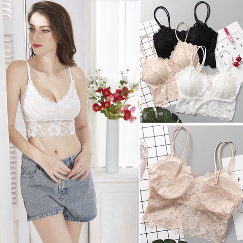 Bra Sexy Busa Bustier Bahan Lace Yoga Olahraga Fitness BH A158