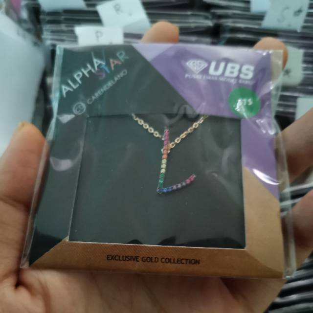 Kalung alpha star kadar 375 huruf L