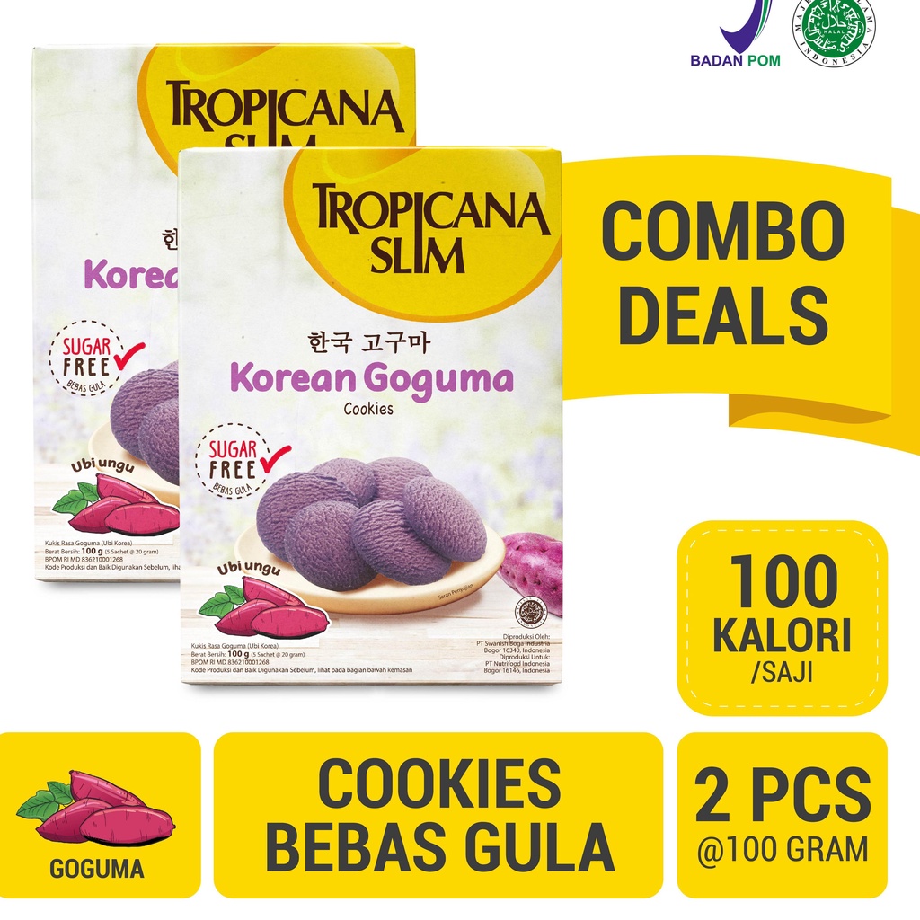 

DISCOUNT TODAY Twin Pack - Tropicana Slim Korean Goguma Cookies (5 Sch) - Snack Bebas Gula, 100 Kalo