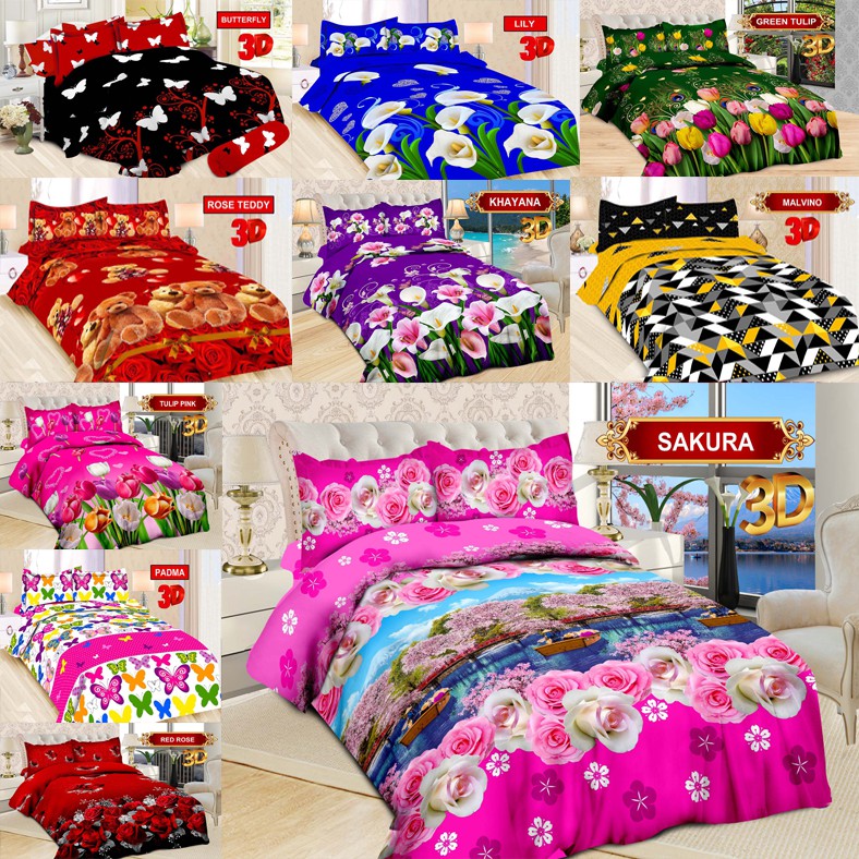 (BISA COD) SPREI BONITA 3D UKURAN 180 x 200 NO.1 KING SEMUA MOTIF BUNGA / KEMBANG SPRAI PART 8