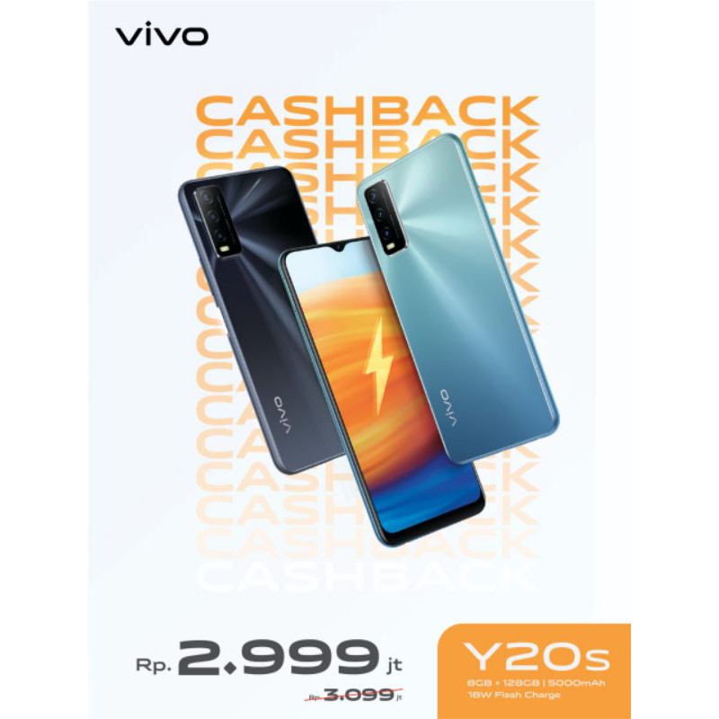 Vivo y20S Ram 8/128  18W 5000Mah Garansi Resmi blue