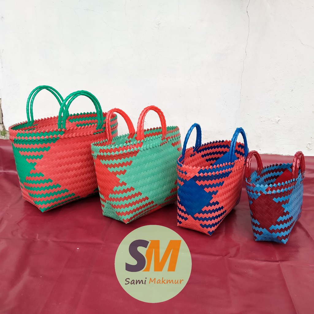 Tas Anyam Plastik KACA / Tas Belanja / Tas Anyaman / Tas Berkat Hajatan Souvenir Parcel THR