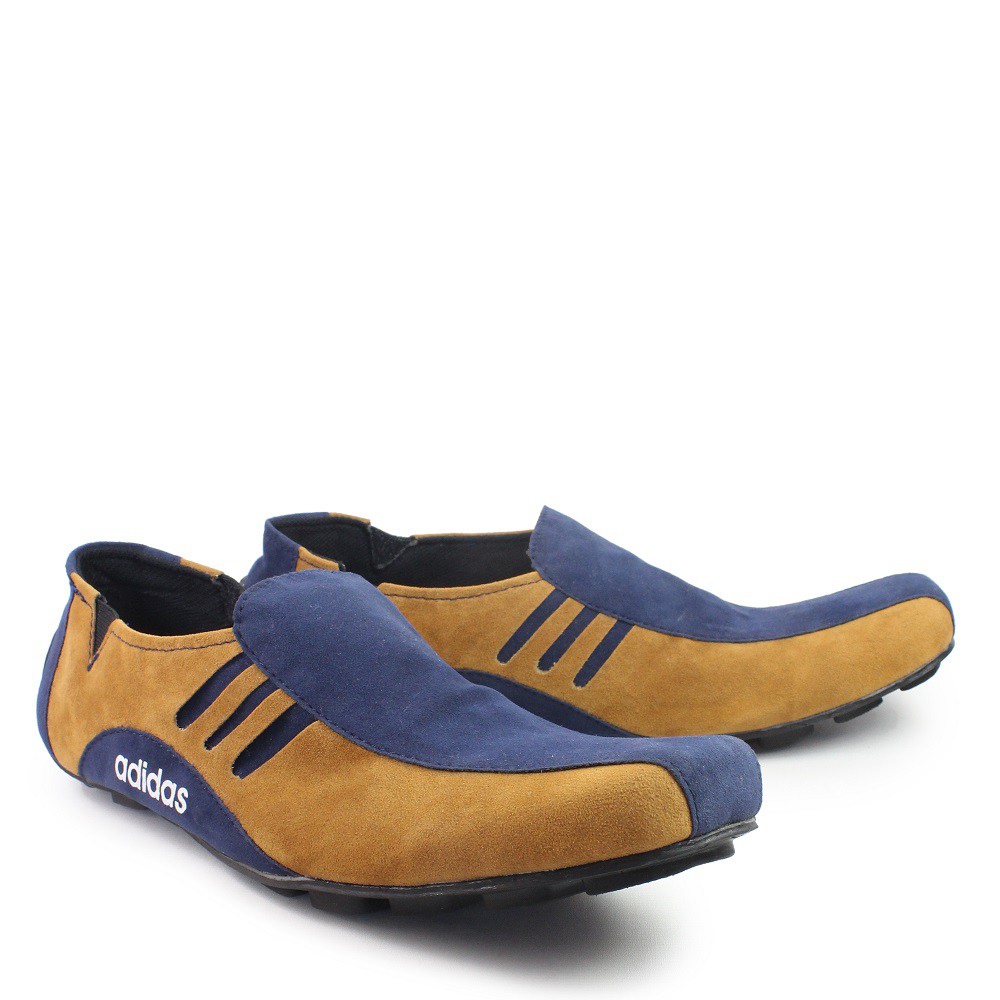 MS Shop - DISKON BESAR - Sepatu Casual Pria Adidas Neymar Navy Tan Slop Santai Keren Slipon Terlaris