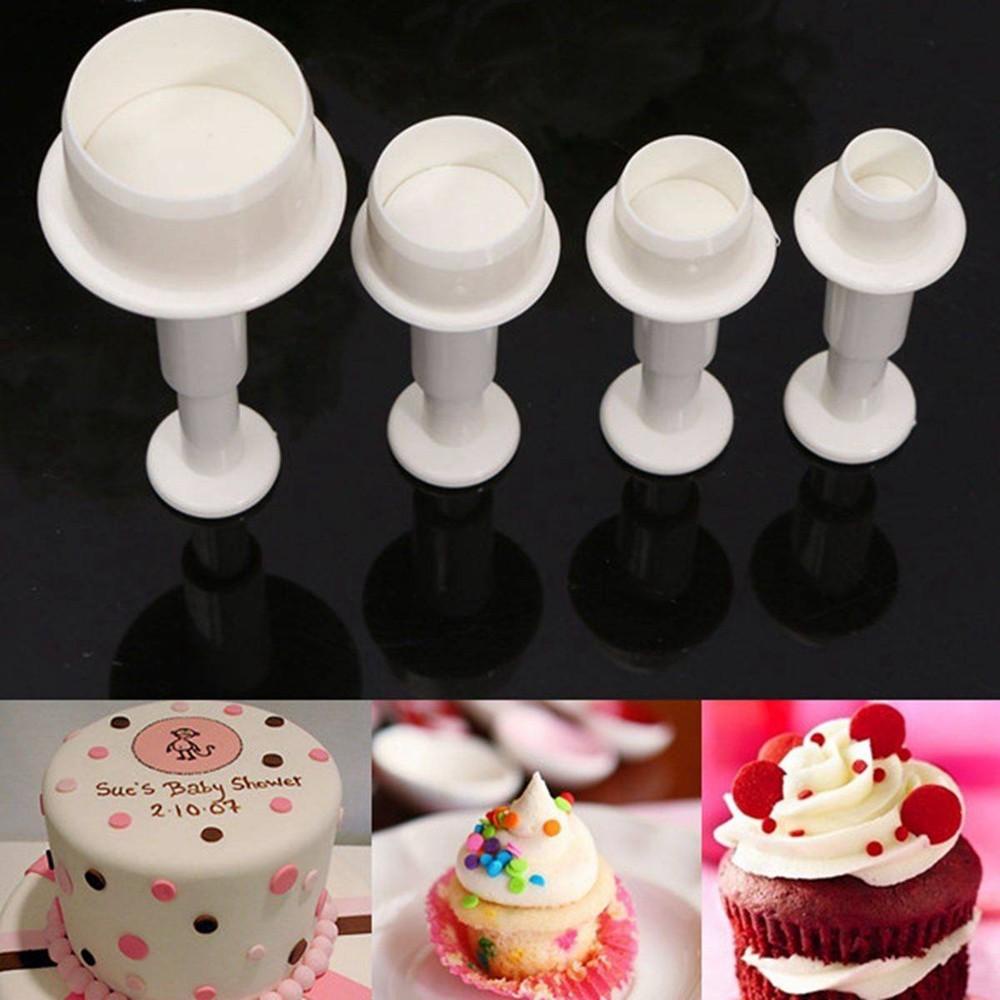 R-FLOWER 4pcs Cetakan Pemotong Kue Kering Cookie Praktis Dapur Plastik Baking Fondant Craft Decor