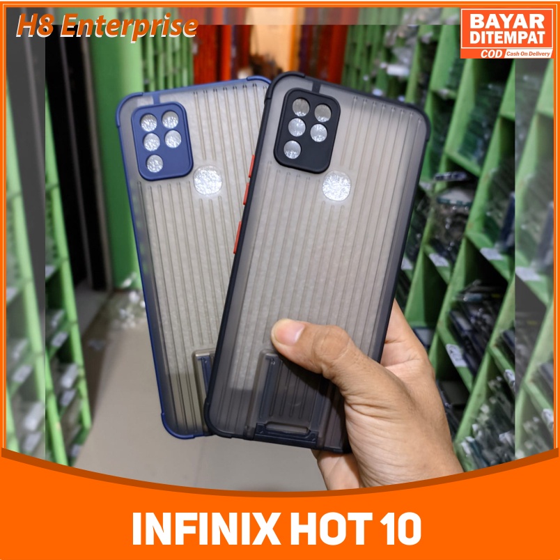 case koper 2 in 1 dudukan braket for Infinix Hot 10 Dengan Pelindung kamera