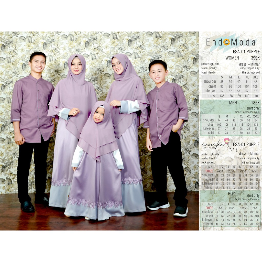 ENDOMODA ESA 01 SARIMBIT BAJU KELUARGA COUPLE ONE SET PURPLE