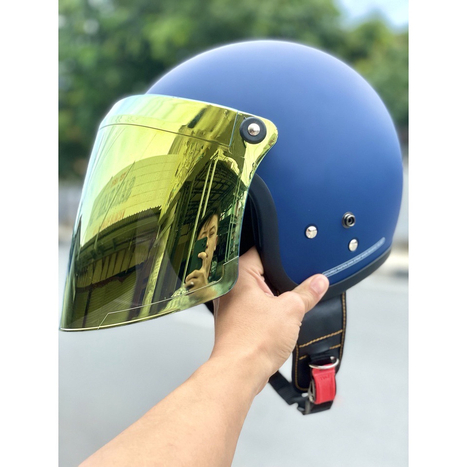 Helm Bogo Dewasa Retro Kaca Iridium Datar Sni