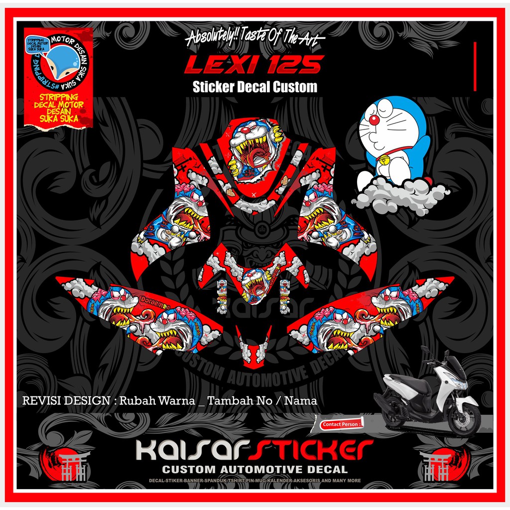 decal stiker motor lexi doraemon merah full body