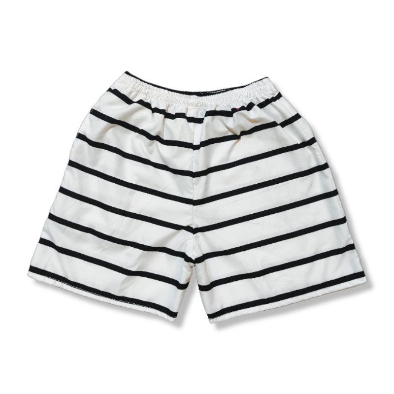 CELANA KOLOR | CELANA SANTAI | CELANA MURAH | GROSIR CELANA PENDEK BOXER PRIA / WANITA DEWASA-Stripe putih