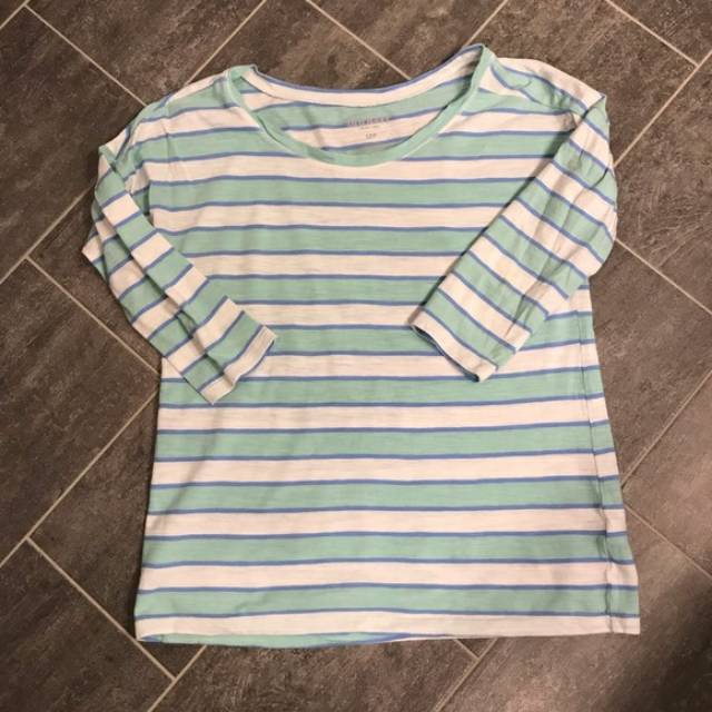 Old Navy Oversized Womens Stripe Tee Long sleeve Kaos branded Wanita Lengan panjang