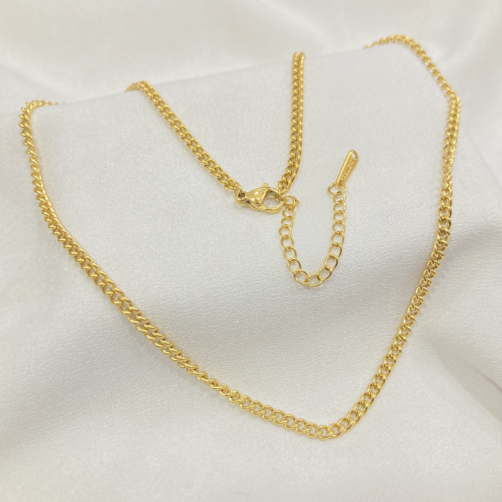 Kalung Titanium Rantai Wanita Pria Stainless Steel Kecil Import