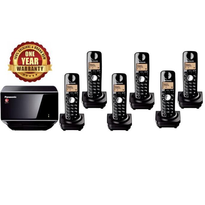 Panasonic GSM Cordless Phone KX-TW501 + 5 Unit KX-TWA51 - Hitam