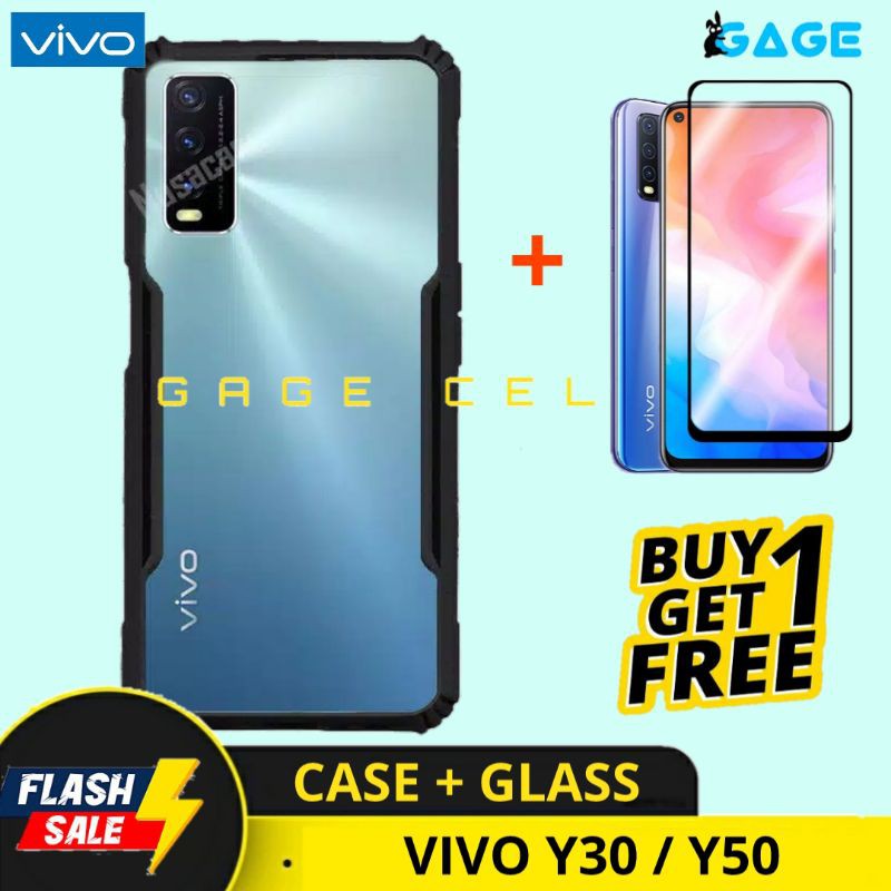 FREE ✅ TEMPERED GLASS FULL VIVO Y30 Y50 - HARDCASE SOFTCASE CASE ARMOR VIVO Y30 Y50 CASING SILIKON