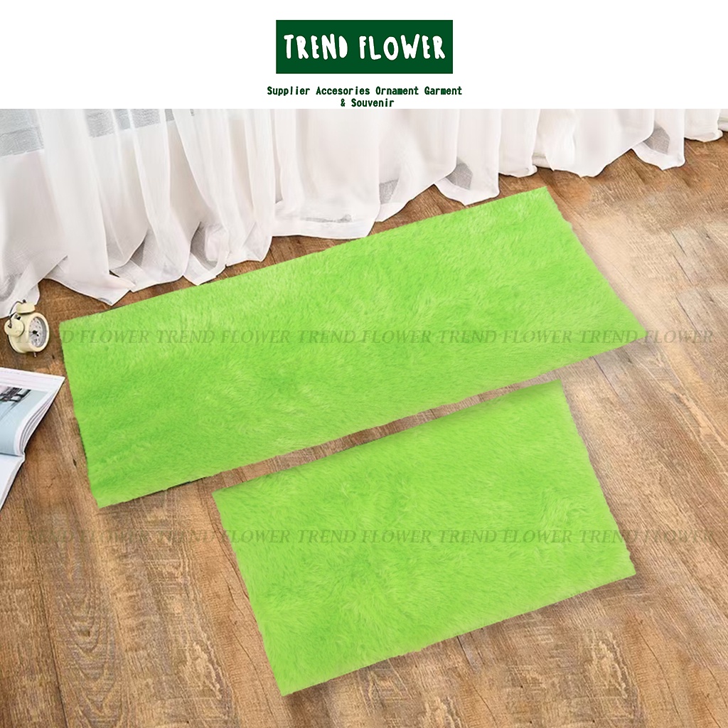 Karpet keset rasfur bulu halus anti slip murah tebal 40 x 80 cm alas kamar tidur tikar piknik ambal 