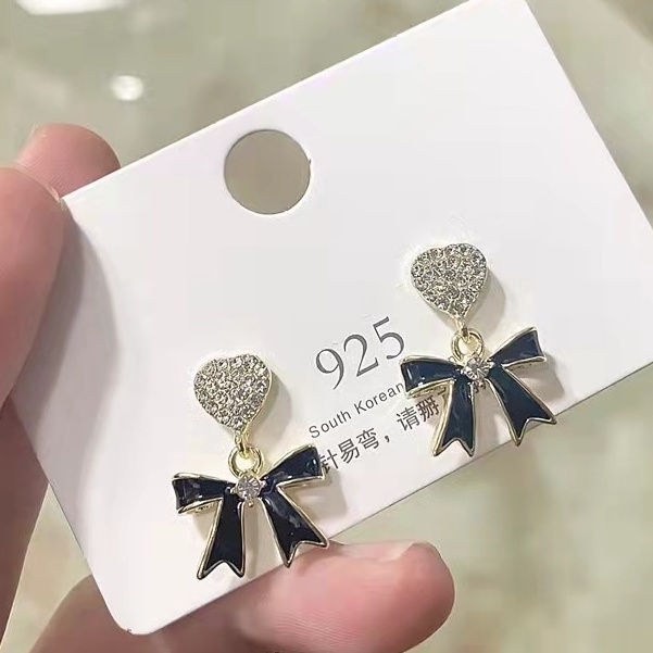 (Hello Girl)E05 Anting Wanita Model Tusuk Motif Pita Gaya Korea Import-E05 Love Pita