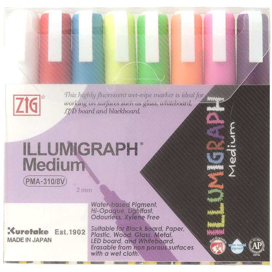 

ZIG KURETAKE ILLUMIGRAPH MEDIUM SET 8 COLOR / 2mm