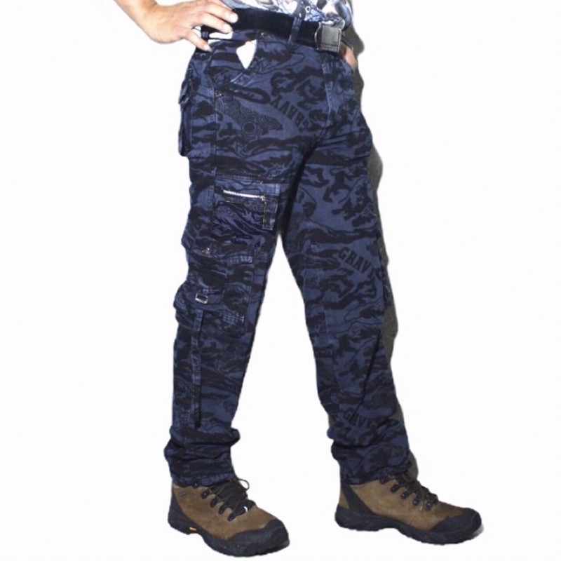 Celana Cargo Pria Motif army loreng Tactical pants