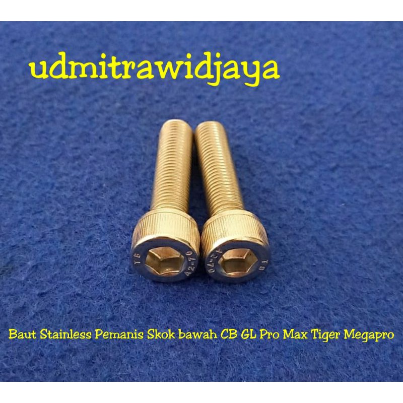 Baut L Shokbreker Belakang Honda Gl Megapro Tiger Stainless Baut Shok Stainless baut L stenlis set manisan pemanis shock skok bawah CB GL Pro Max Tiger Megapro dll....