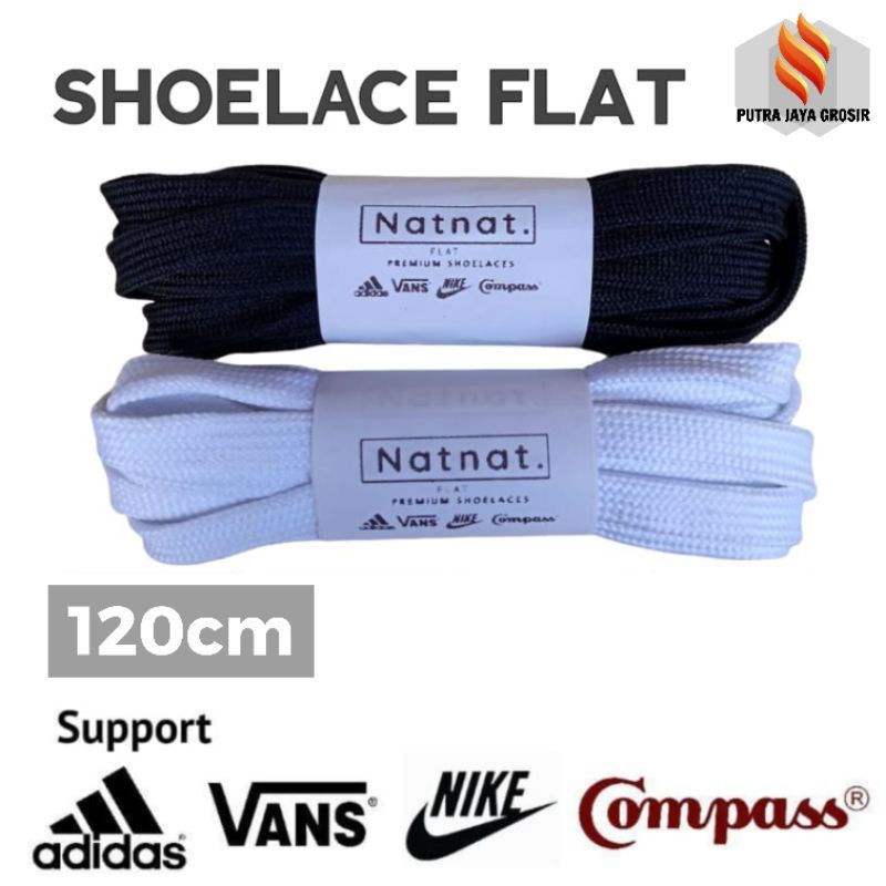 Promo Tali Sepatu Shoelace Premium Pipih Flat-sf8-black-white-8mm