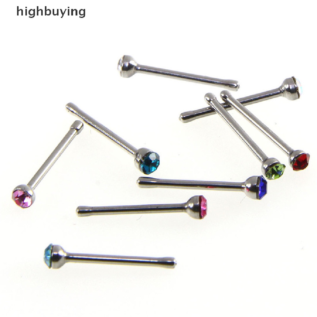 Hbid 36pcs Anting Tindik Hidung Bahan Stainless Steel Hias Kristal Berlian Imitasi Untuk Wanita