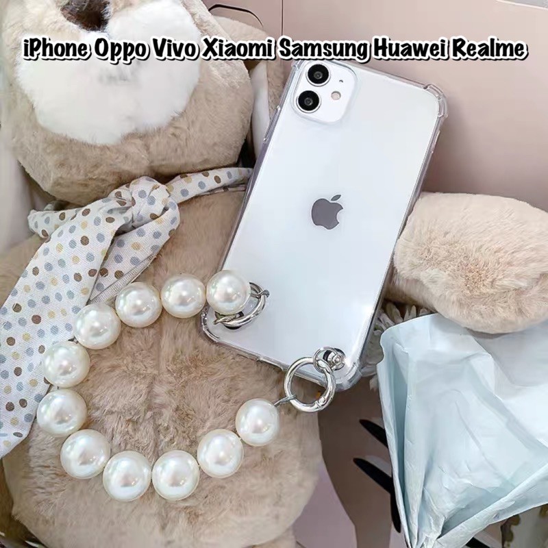 Case Tali Chain Rantai Mutiara Pearl ALL PHONE TYPES! Oppo a54 A74 Reno 4 5 4f 5f Realme 7 8 Pro C20