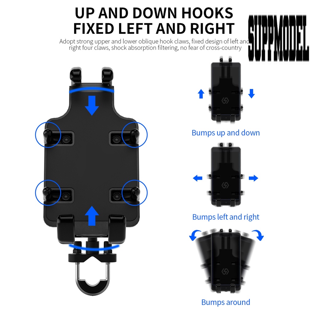 Bracket Dudukan Handphone GPS Universal Rotasi 360 Derajat Bahan Aluminum Alloy Dengan 8 Cakar