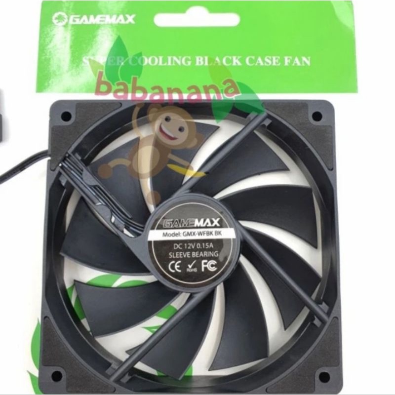 Fan GameMax 120mm black GMX-WFBK BK kipas casing case pc cooling