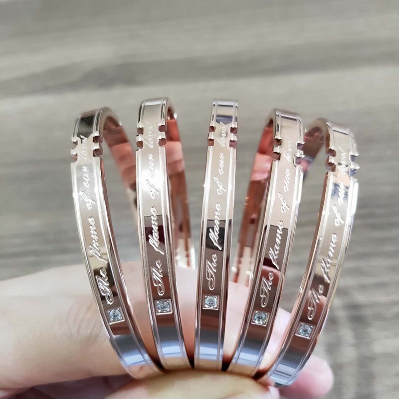 gelang tangan wanita cewek bangle fashion Rose gold bahan titanium impor murah bintang