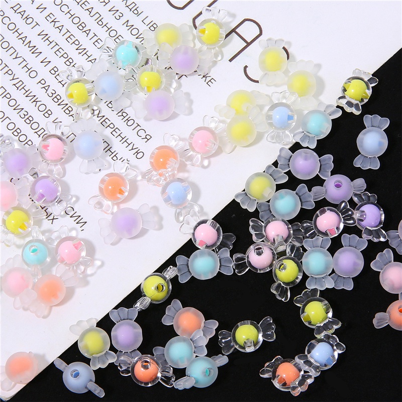 50 pcs 17x9mm Multicolor Acrylic Beads Permen Matte Longgar Spacer Beads Pembukaan 2mm Untuk Membuat Perhiasan DIY Gelang Kalung