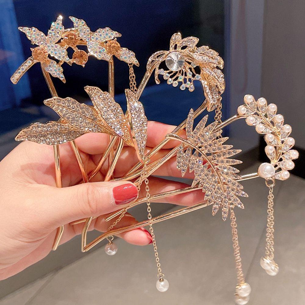 Agustina U-shaped Hair Stick Elegan Manis Mutiara Rumbai Pengantin Hiasan Kepala Hairstyle Tools Alloy Hiasan Kepala Antik