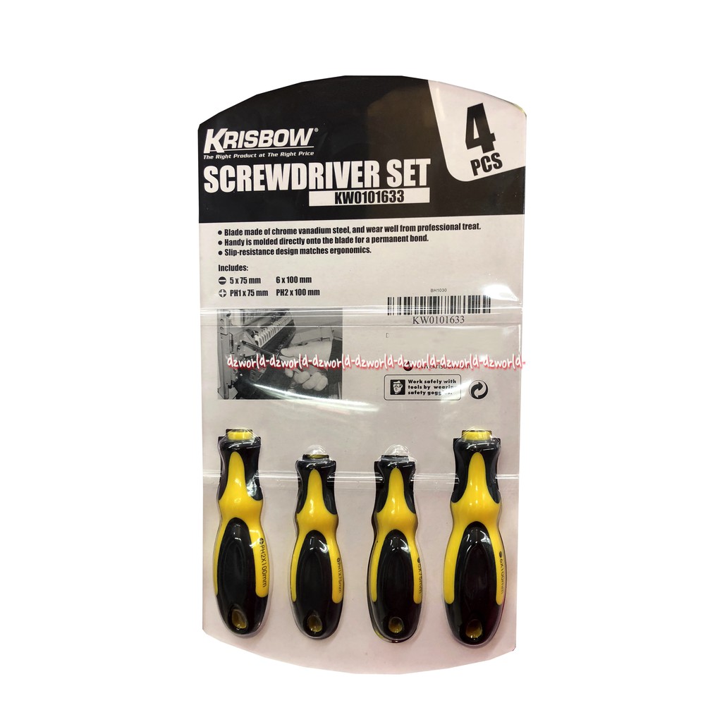 Krisbow Screwdriver Set 4 Pcs Peralatan Obeng 1set