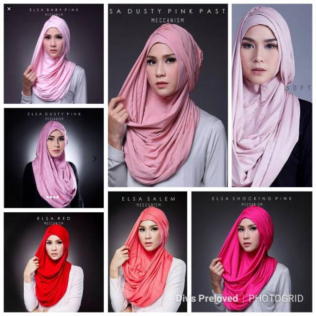 Preloved Hijab Elsa by Meccanism Red-Pink Series