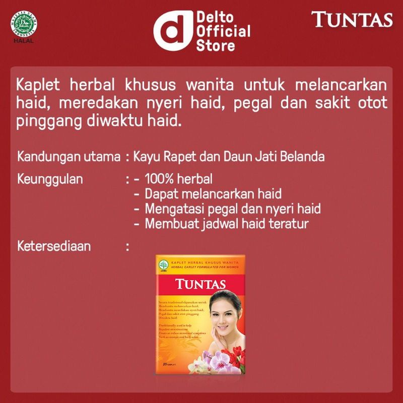 Kaplet Tuntas Box (1 strip isi 10 butir) - Kaplet Herbal Pereda Nyeri Haid