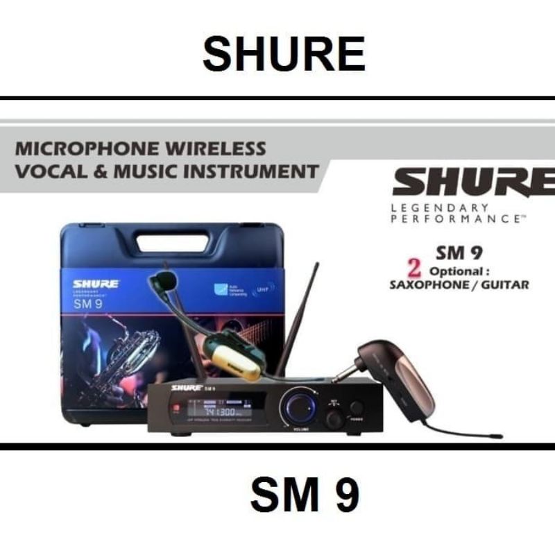 Mic Wireless SHURE SM 9 ( mic buat gitar & saxophone