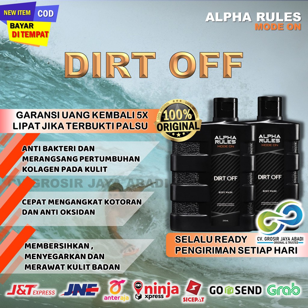 Alpha Rules Dirt Off Body Wash Sabun Perawatan Mandi Pemutih Whitening Kulit Wangi Segar BPOM Pria