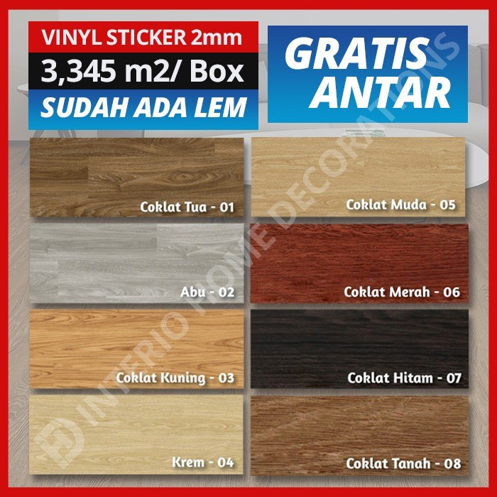 Lantai Vinyl Kayu Sticker 2mm MARVEL Sudah Ada Lem Vinil Vynil Stiker