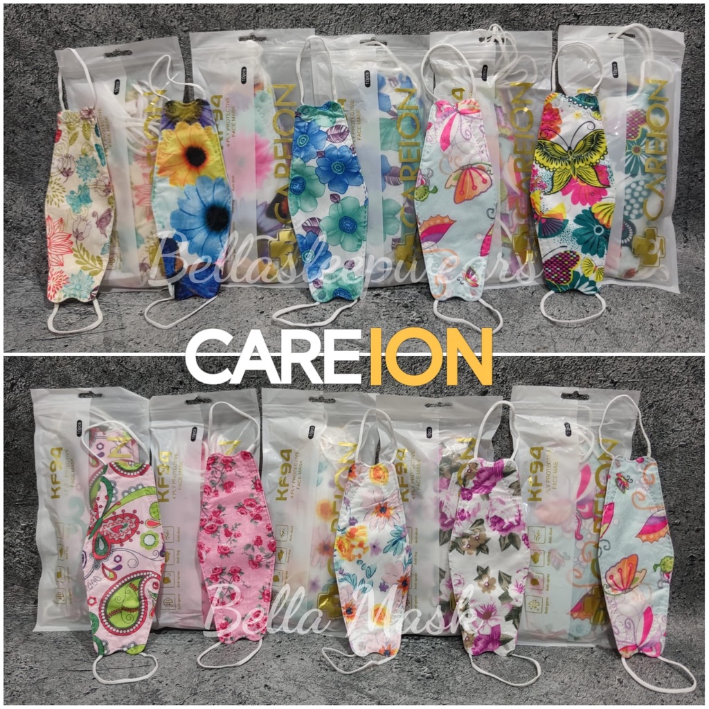 KF94 CAREION FLOWERS - MASKER KF94 KOREA 4PLY MOTIF BUNGA BEST SELLER