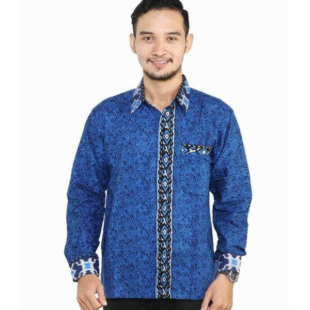 Biruu Batik HRB026 Kenongo Kemeja Tosca Pendek Pekalongan Padi M L Xl Sogan Tulis Halus Kemeja Batik