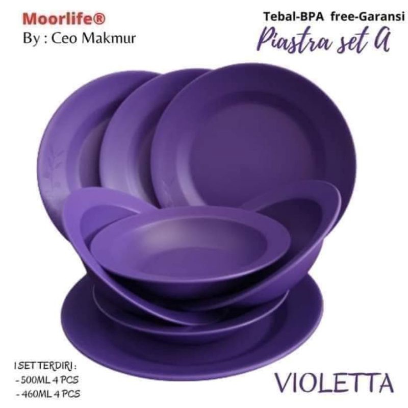 Moorlife Piring plastik Piastra Set A bpa free 8 pcs/piring makan bergaransi/Piastra Moorlife/
