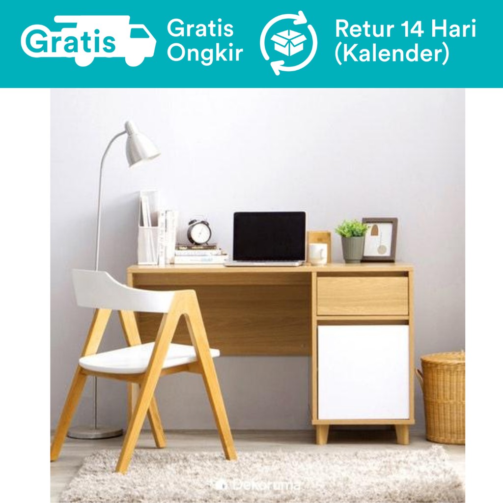 Dekoruma Kika Meja Belajar Minimalis dengan Lemari Laci Dekoruma Kika Meja Belajar Minimalis dengan Lemari Laci