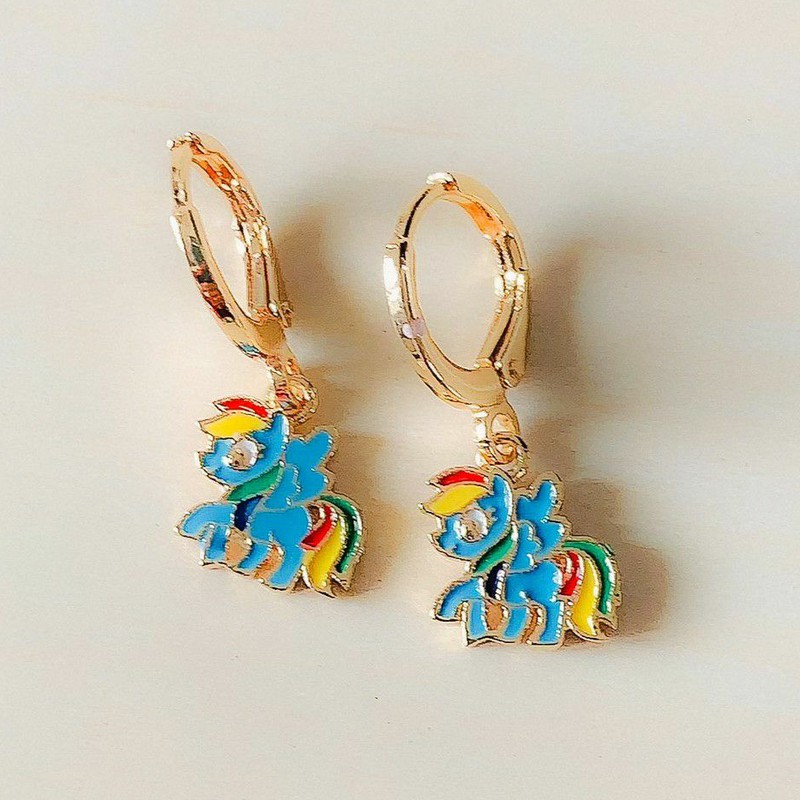 Anting Anak Poni Rainbow Blue Gold Xuping